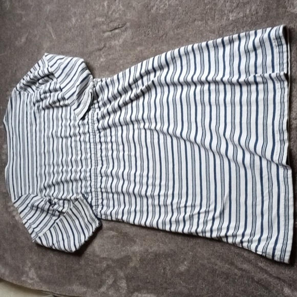 J. Peterman cream and white striped relaxed fit maxi dress with drawstring waist - Picture 6 of 6